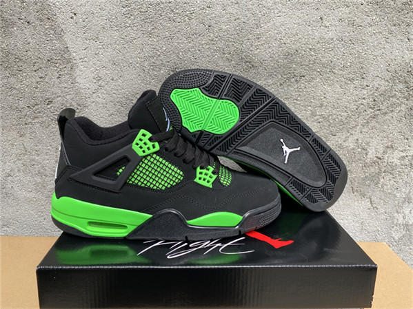 Women's Running weapon Air Jordan 4 Black/Green Shoes 083